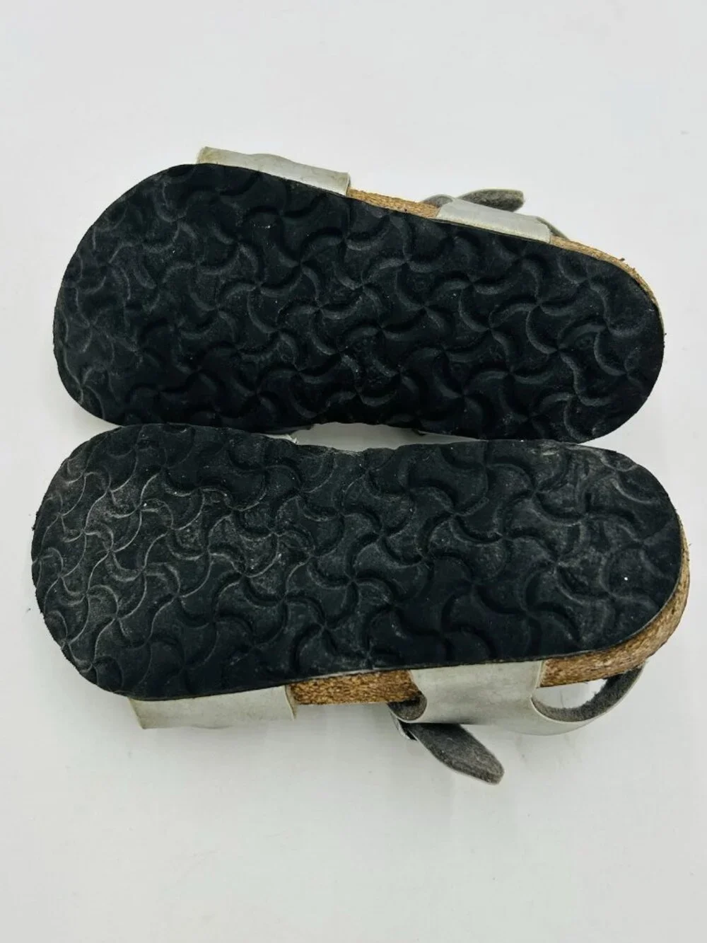 Birkenstock Girls Sz 25 (Youth 7-7.5) Rio Silver Leather Sandals Heel Strap